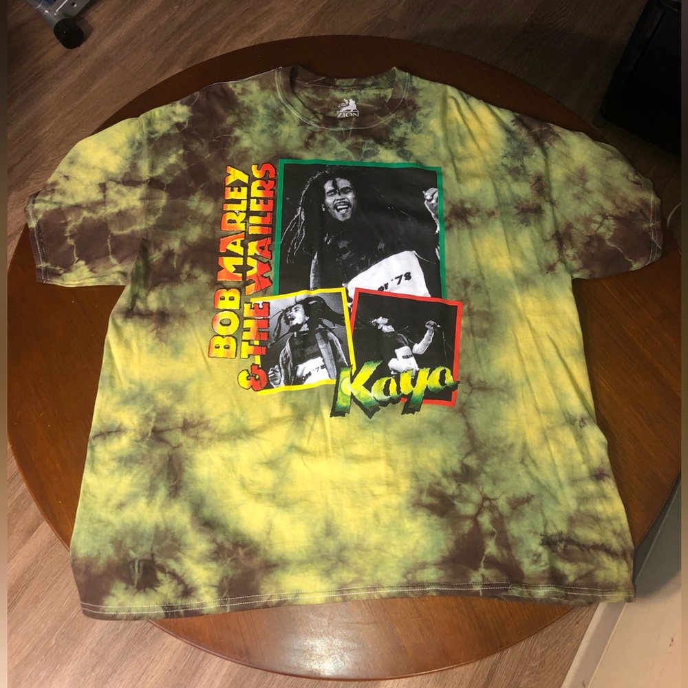 Fashion Nova Bob Marley Tie Dye Short Sleeve Tee - Yellow/Combo Size  XXL